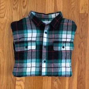 Black and Green Button Down Plaid Shirt